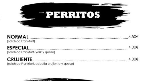 Sección Perritos de la carta de Hermán