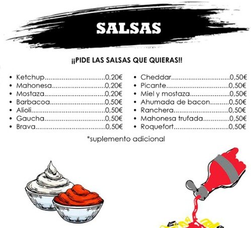 Sección Salsas de la carta de Hermán
